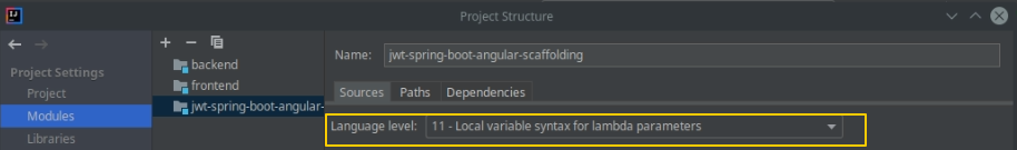 Project Structure - Modules screenshot