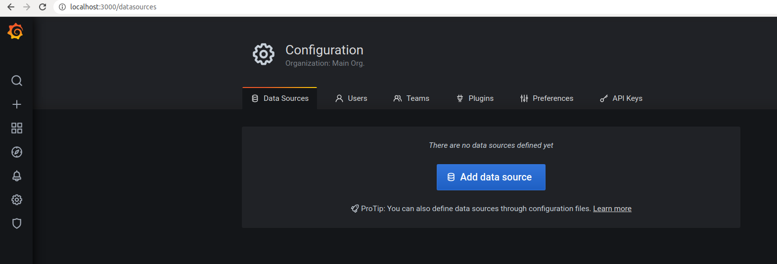 We have to add the data source to be able to monitor an app with Grafana