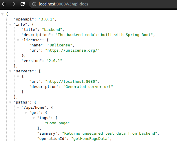 OpenAPI spec after configuration