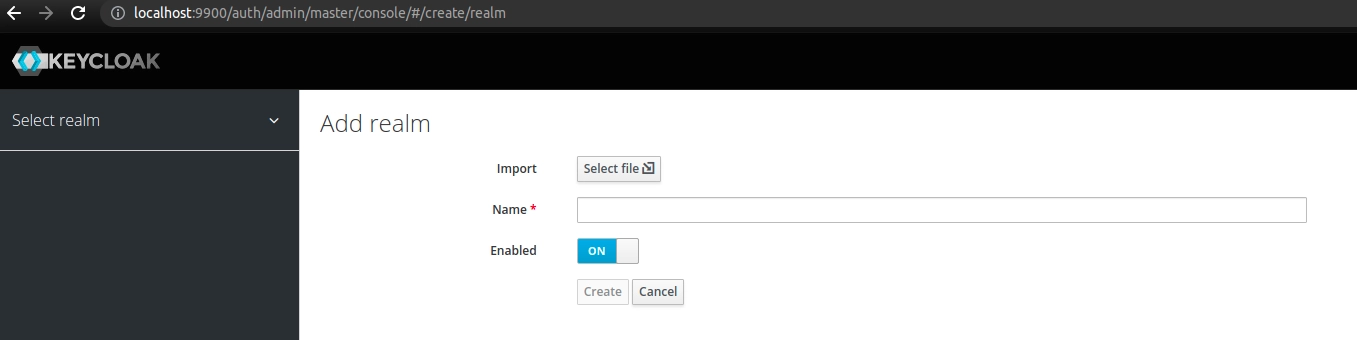 Form for adding new realm
