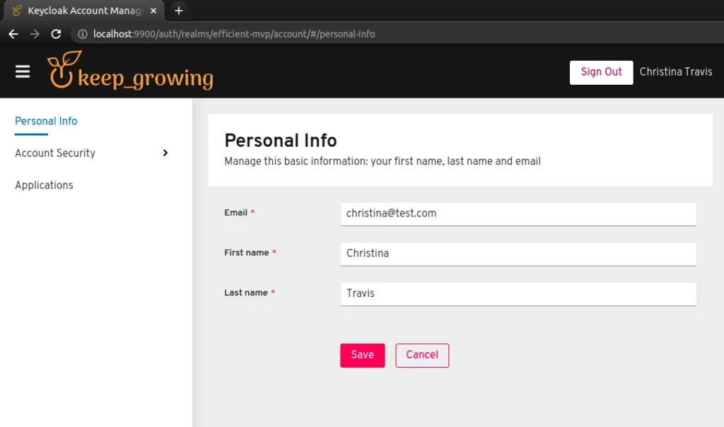 customise Keycloak themes for the account pages