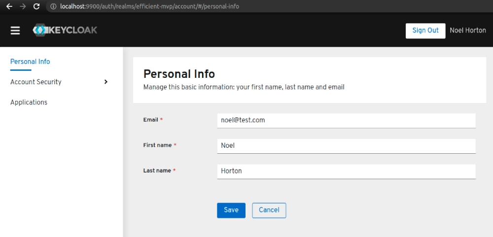 default user account page
