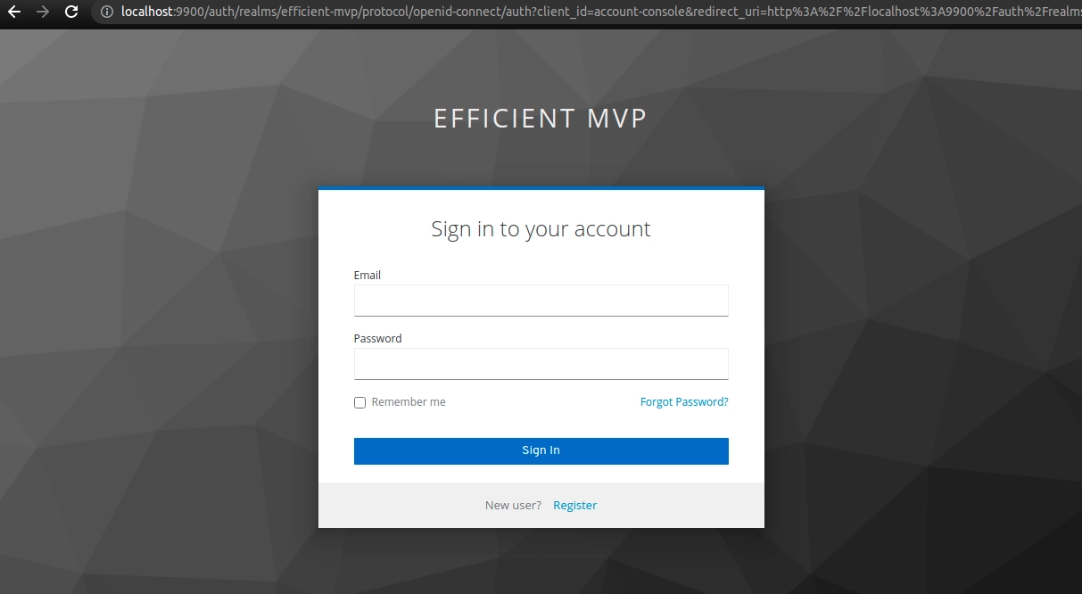 default login page for keycloak