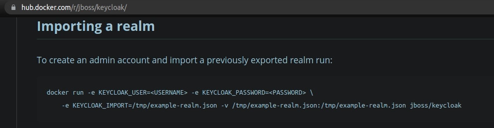 keycloak image docs on importing a realm