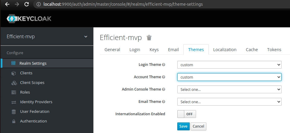 activate custom theme for the account type