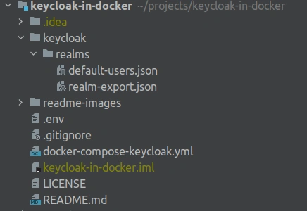 directory tree for dockerized Keycloak