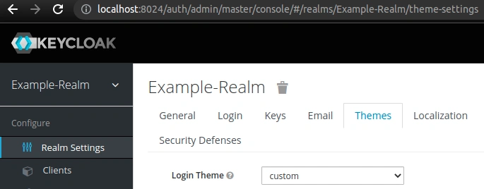 setting custom keycloak theme for login type