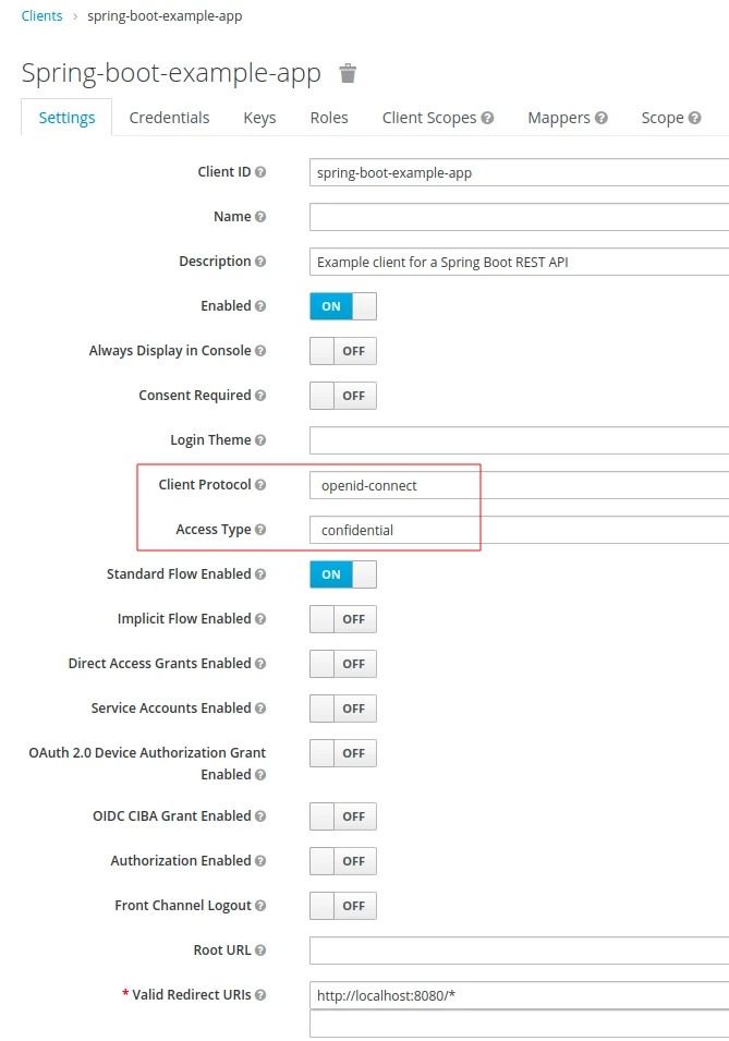 Keycloak client to be integrated with Spring Security 