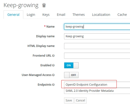 where to find configuration endpoints in Keycloak